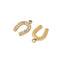304 Stainless Steel Rhinestone Horseshoe Charm 10x6mm, 18k-gold-plated, additional photo