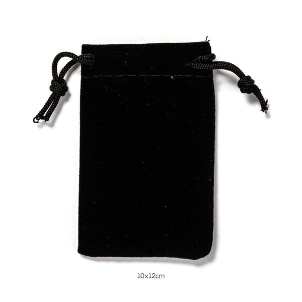 Gift Bag w/Drawstring 10x12cm Velvet, black