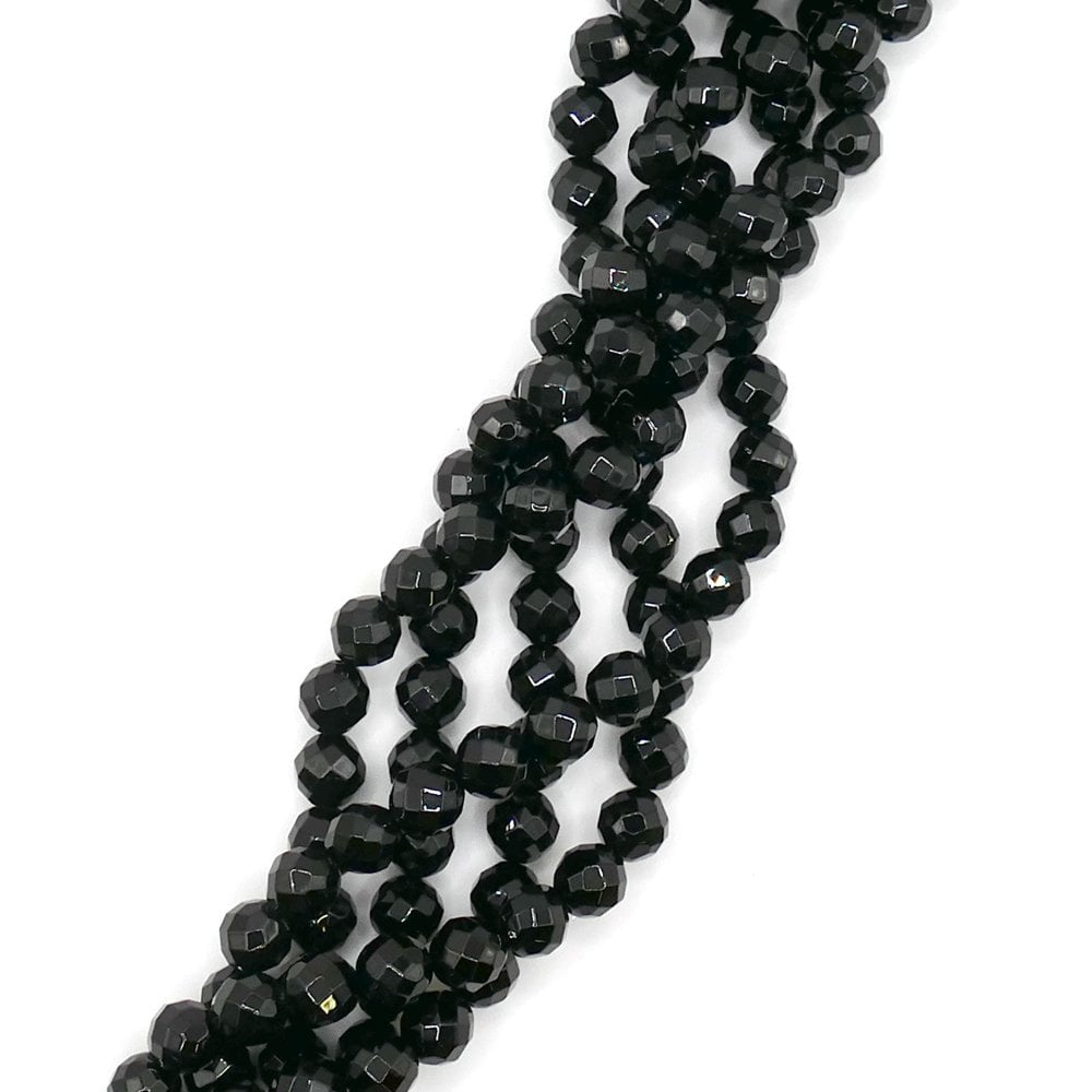 Black Agate Faceted Round 8mm