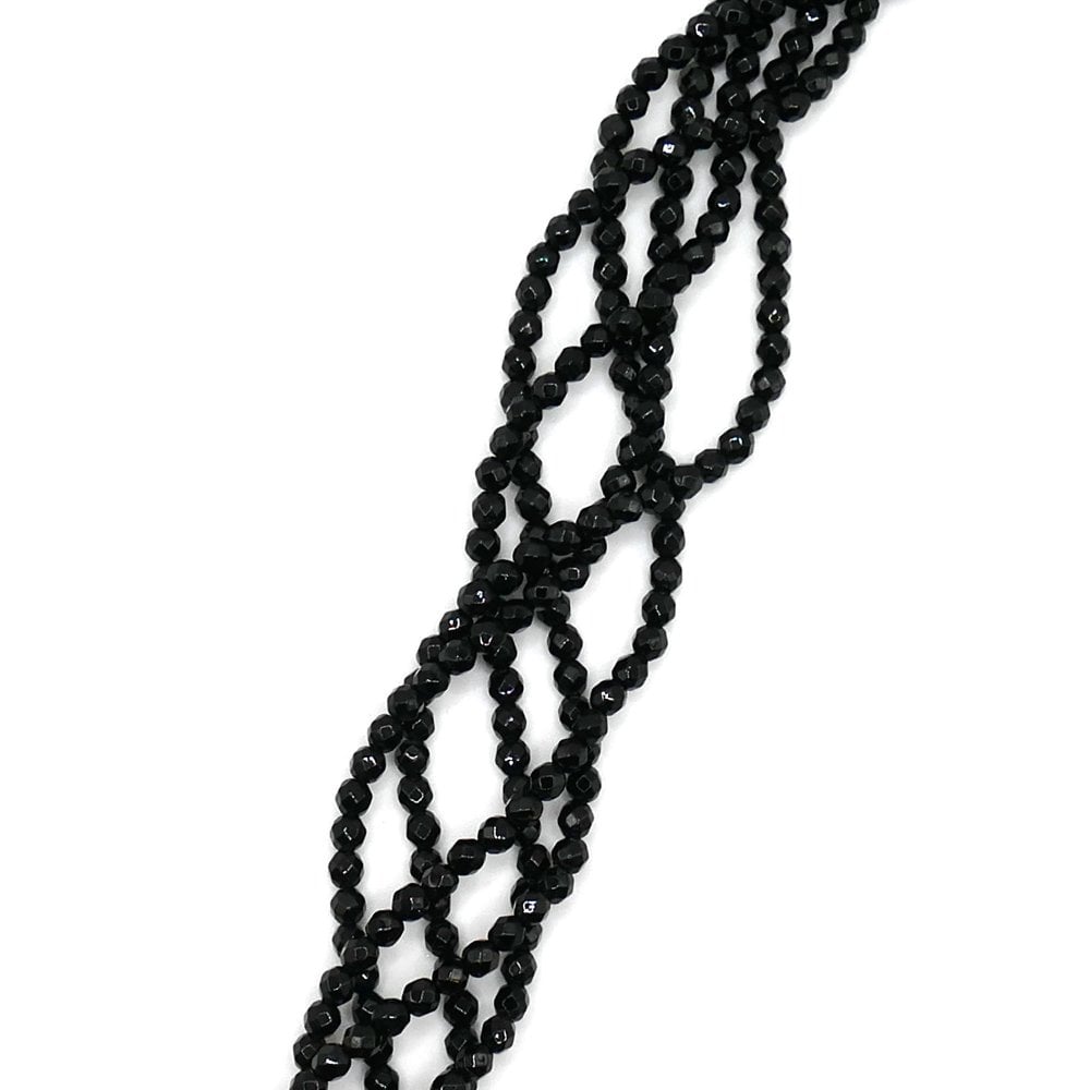 Black Agate Faceted Coins 4x3mm