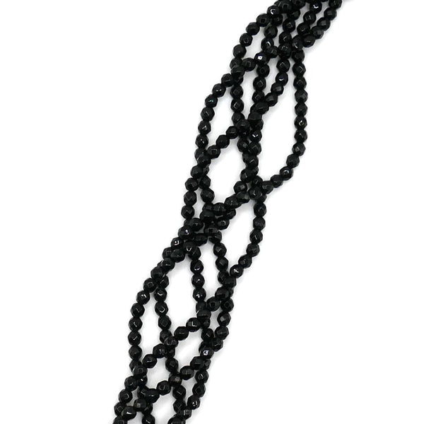 Black Agate Faceted Coins 4x3mm