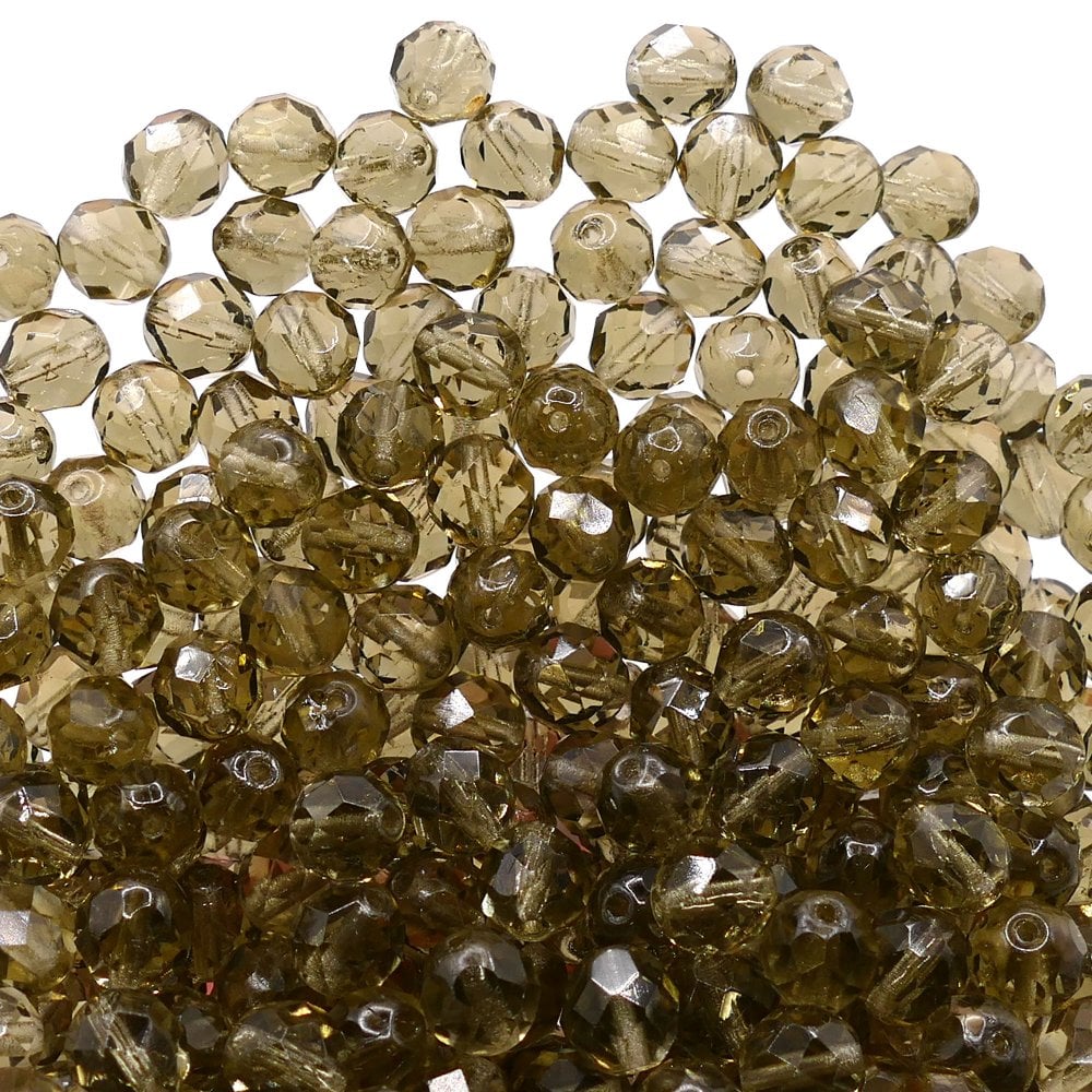 8mm Czech Faceted Round Glass Bead, black diamond