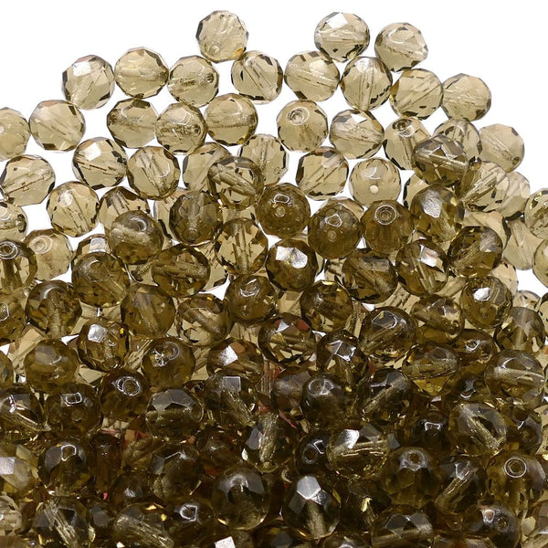 8mm Czech Faceted Round Glass Bead, black diamond