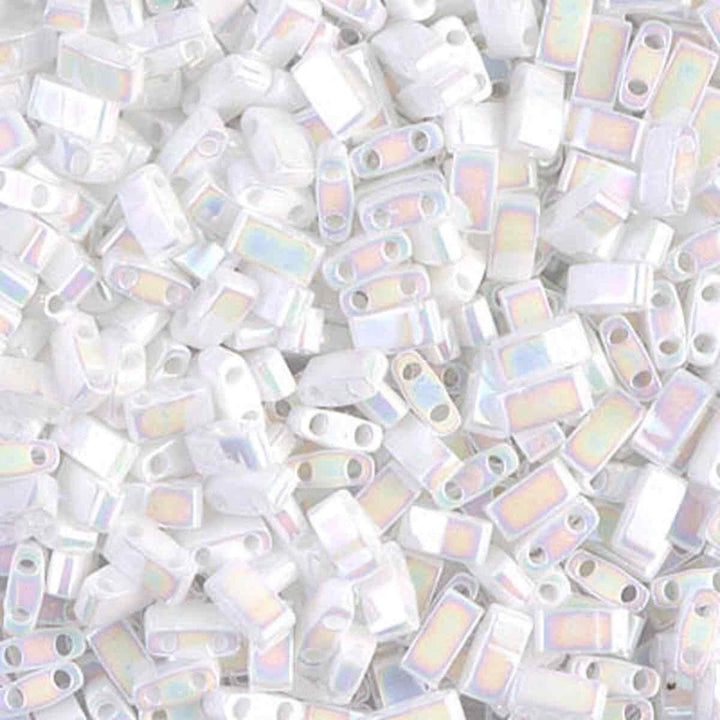 Miyuki Half Tila Beads, pearl white opaque