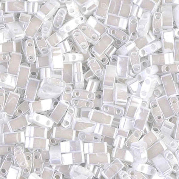 Miyuki Half Tila Beads, white pearl