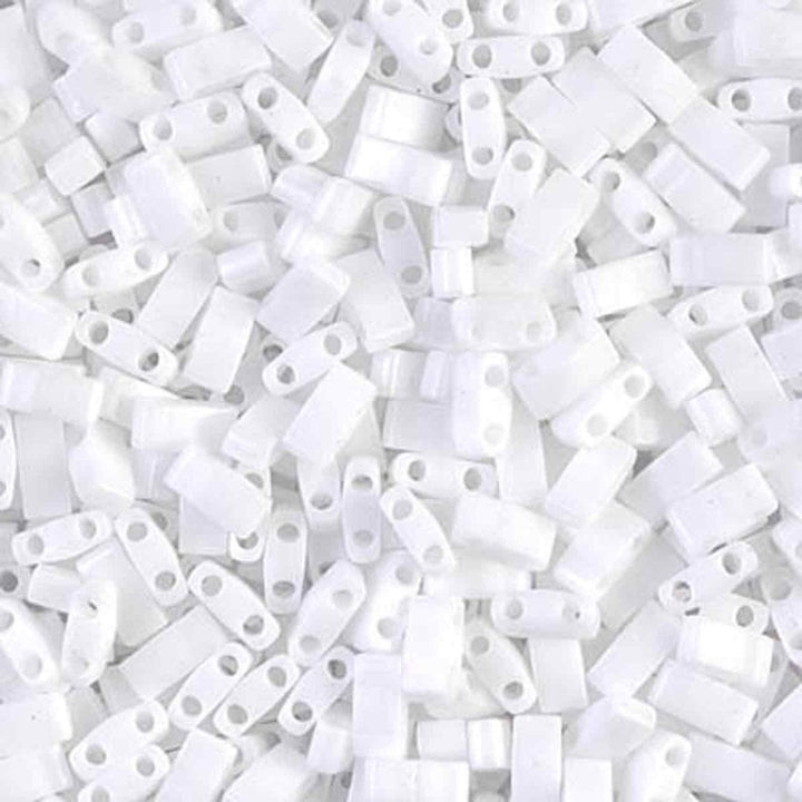 Miyuki Half Tila Beads, opaque white