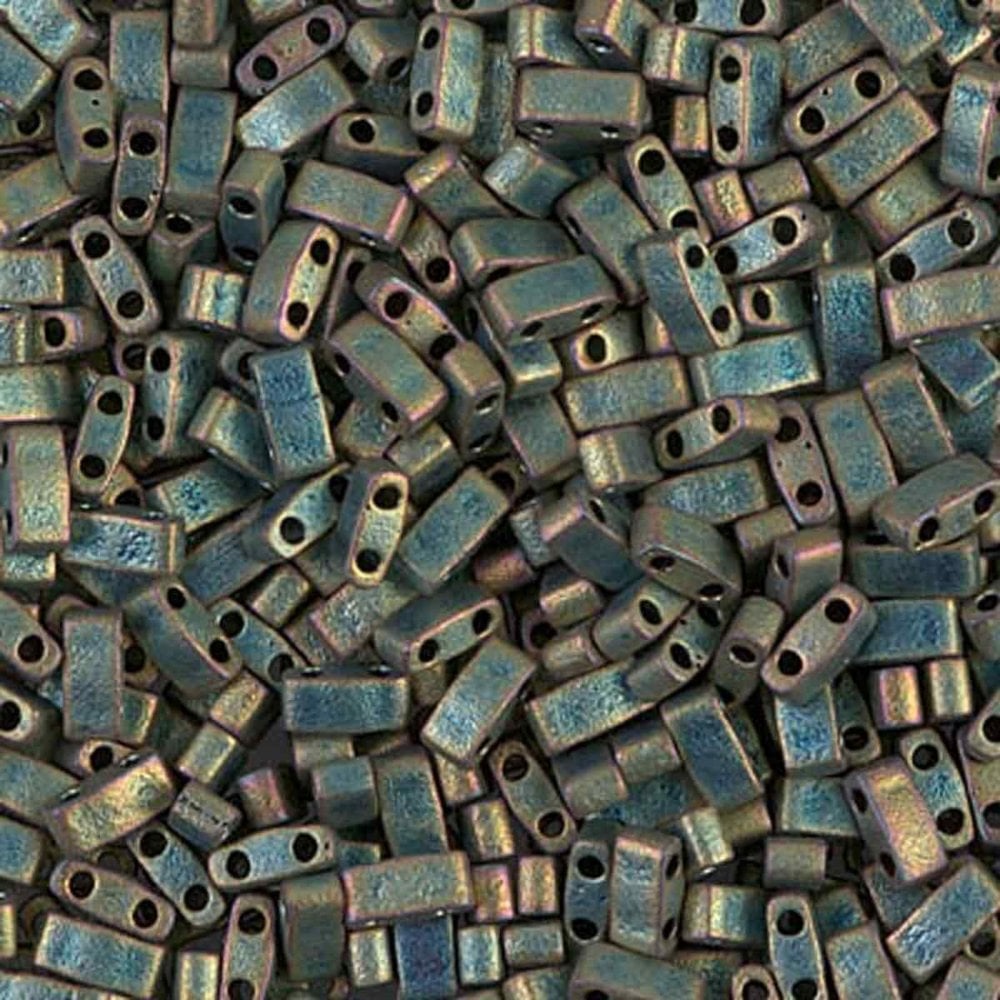 Miyuki Half Tila Beads, matte metallic patina iris