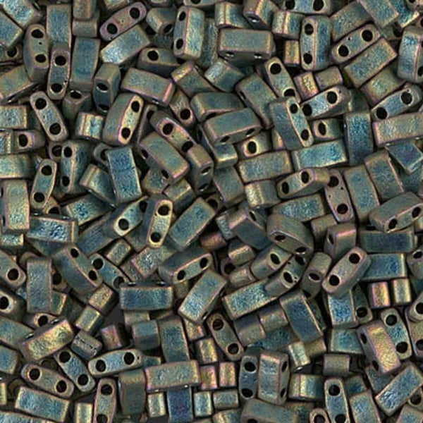 Miyuki Half Tila Beads, matte metallic patina iris