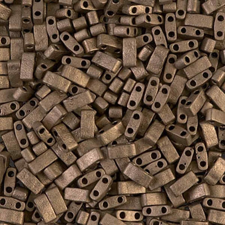 Miyuki Half Tila Beads, matte metallic dark bronze
