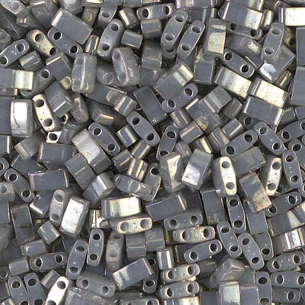 Miyuki Half Tila Beads, galvanized gray luster