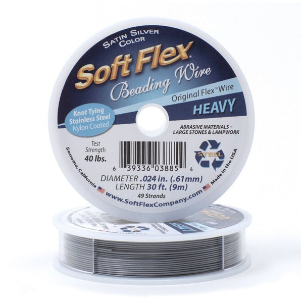 SoftFlex Heavy Beading Thread 40lb, satin silver 0.61mm (.024in)