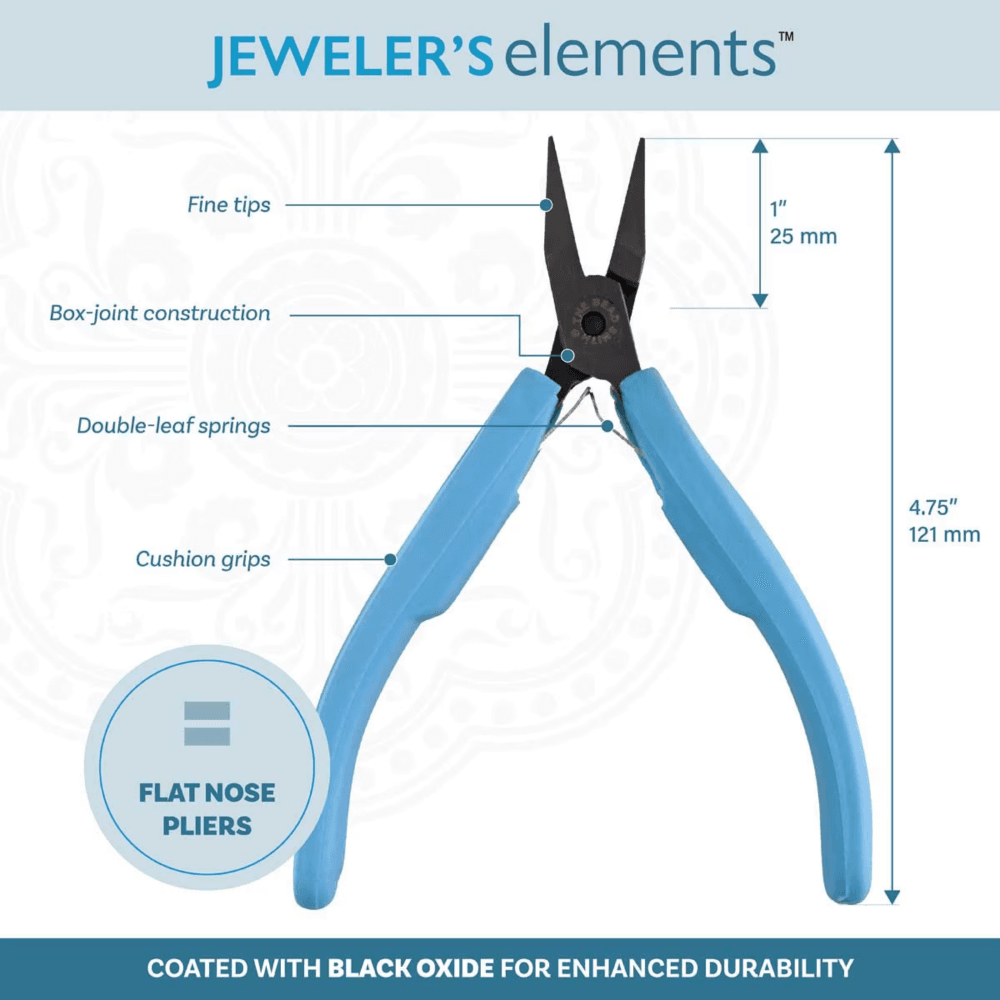 Beadsmith Jewellery Elements Flat Nose Pliers, blue handle, additional photo
