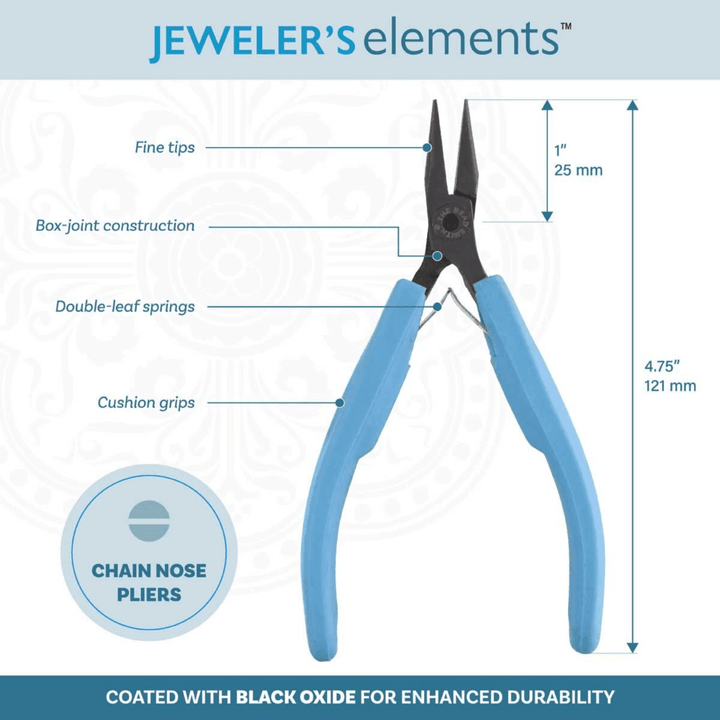 Beadsmith Jewellery Elements Chain Nose Pliers, blue handle, additional photo