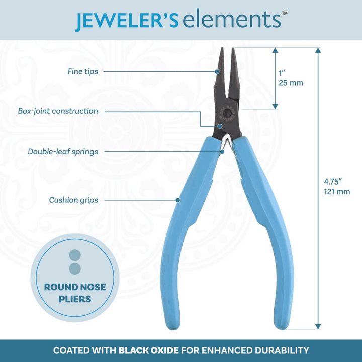 Beadsmith Jewellery Elements Round Nose Pliers, blue handle, additional photo