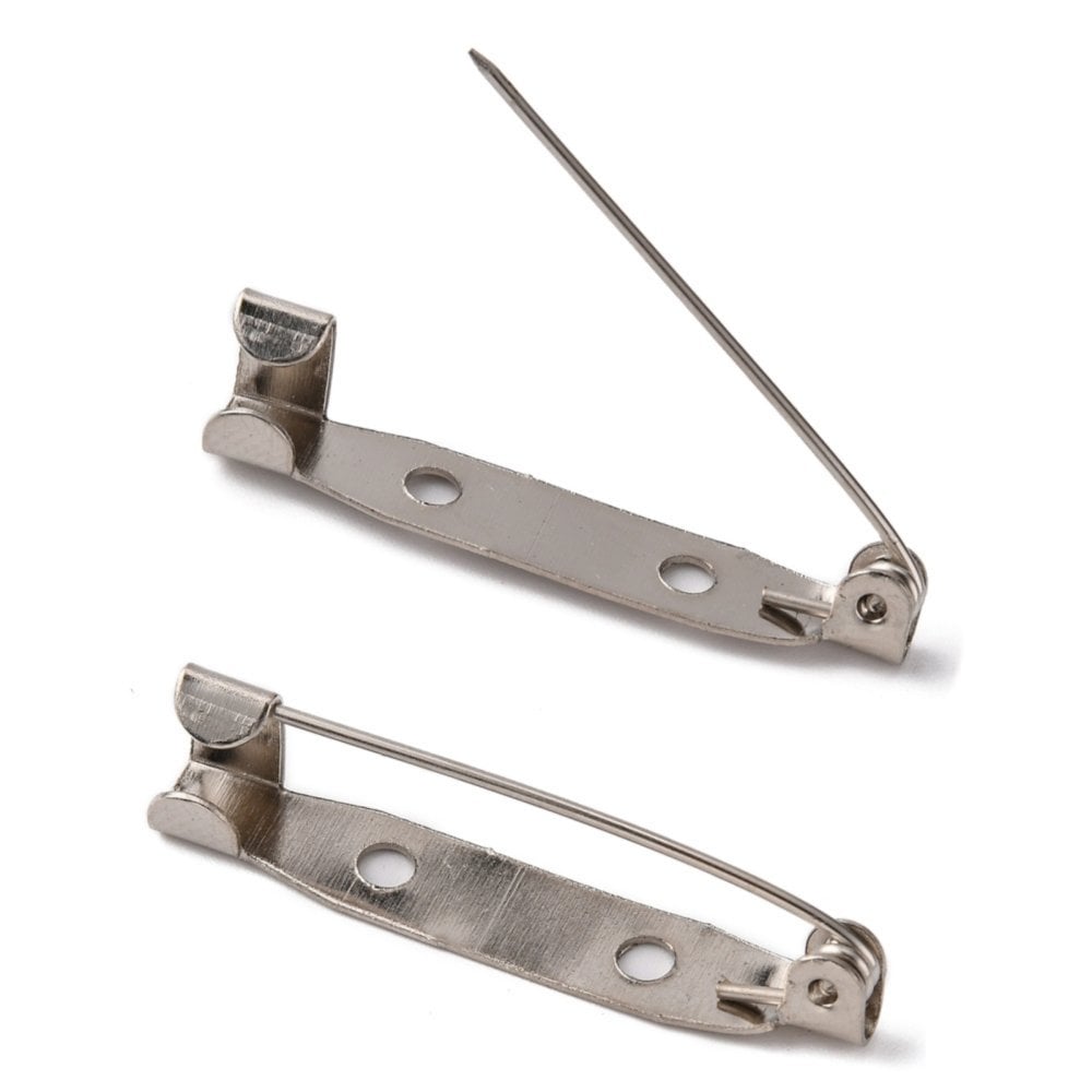 32mm Brooch Bar Findings, silver colour, push clip