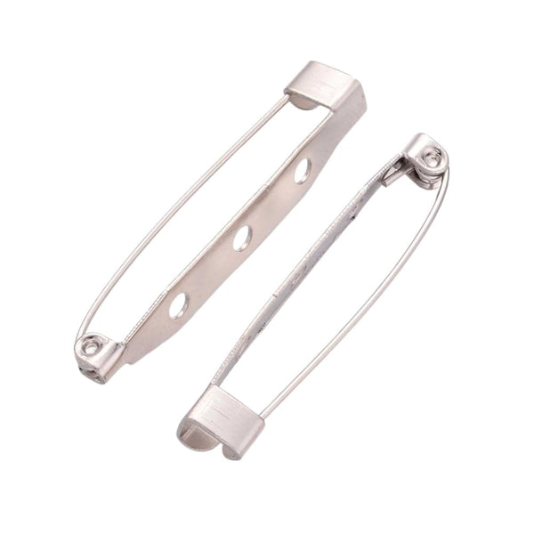 38mm Brooch Bar Findings, silver colour, push clip