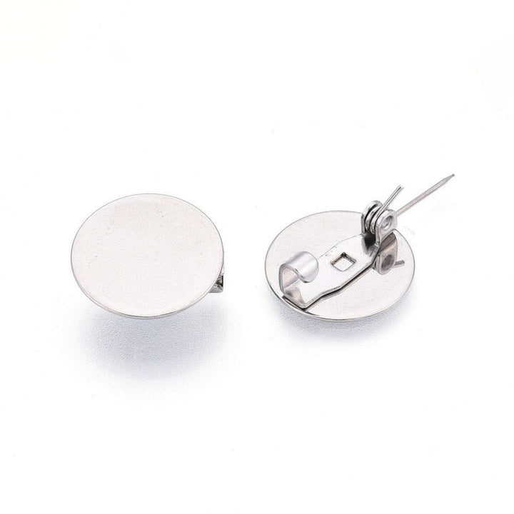304 Stainless Steel Brooch Flat Round, 15mm
