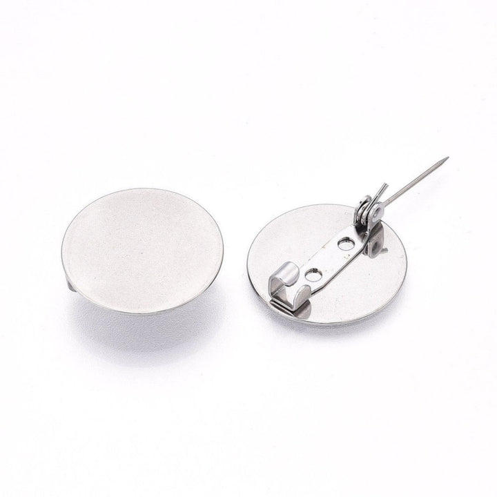 304 Stainless Steel Brooch Flat Round, 20mm