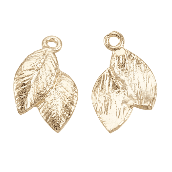 13x5mm Metal Leaf Charm, 18k-gold-plated, additional photo