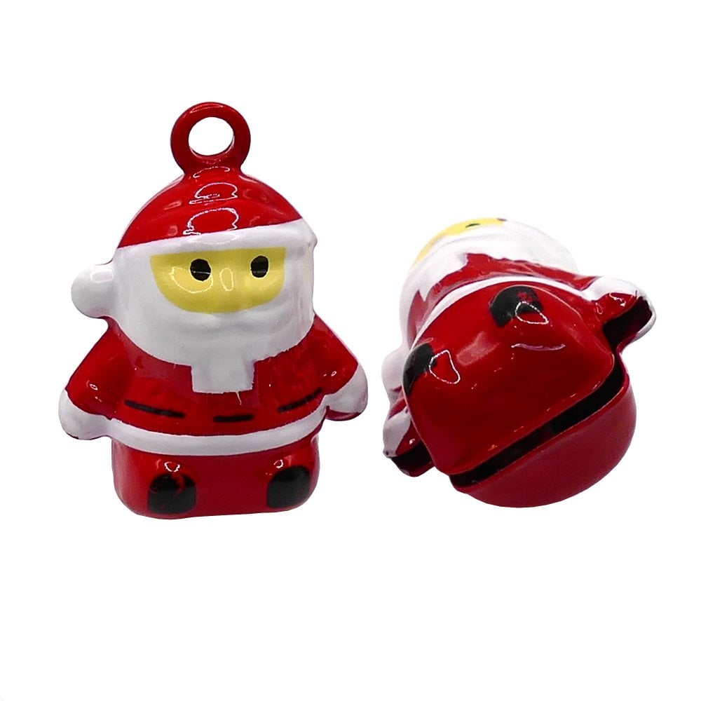24x18mm Metal Santa Bell, red/white-plated