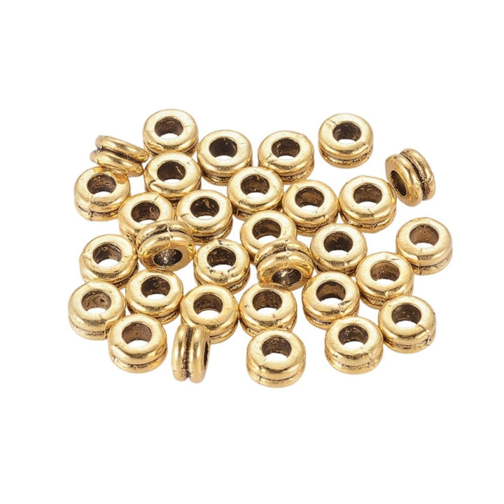 Tibetan Style Beads Tyre 5x4mm, antique-gold-plated