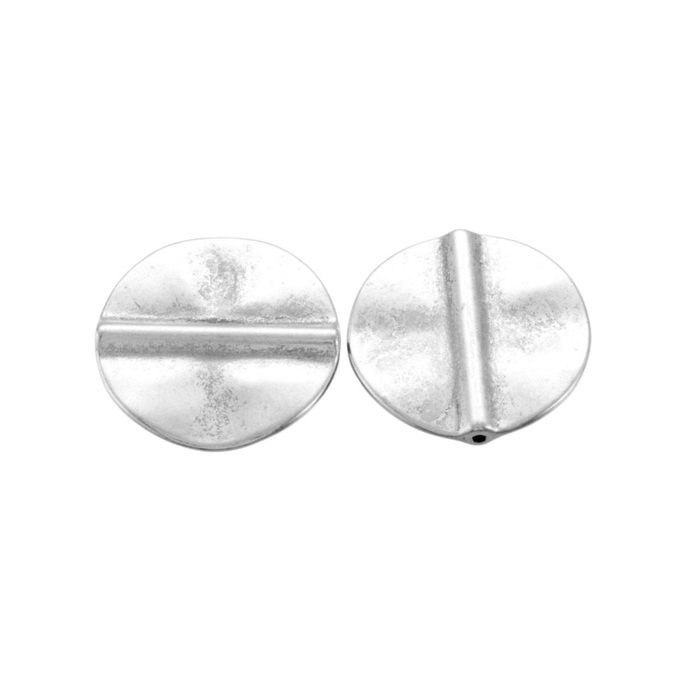 Tibetan Style Beads Flat Disc 27x3mm, antique-silver-plated