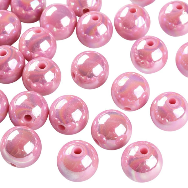 Bubble Beads 16mm, opaque pink AB