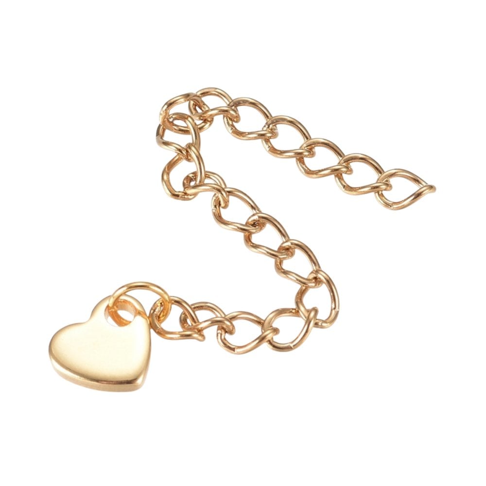304 Stainless Steel Chain Extender With Heart, gold colour