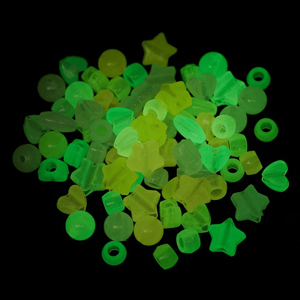 Glow in the Dark Acrylic Mixed Shapes Beads 8-10mm, multi, additional photo