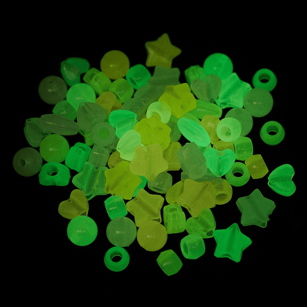 Glow in the Dark Acrylic Mixed Shapes Beads 8-10mm, multi, additional photo