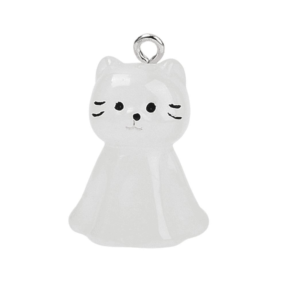 Glow in the Dark Acrylic Cat Ghost 25x17mm, white