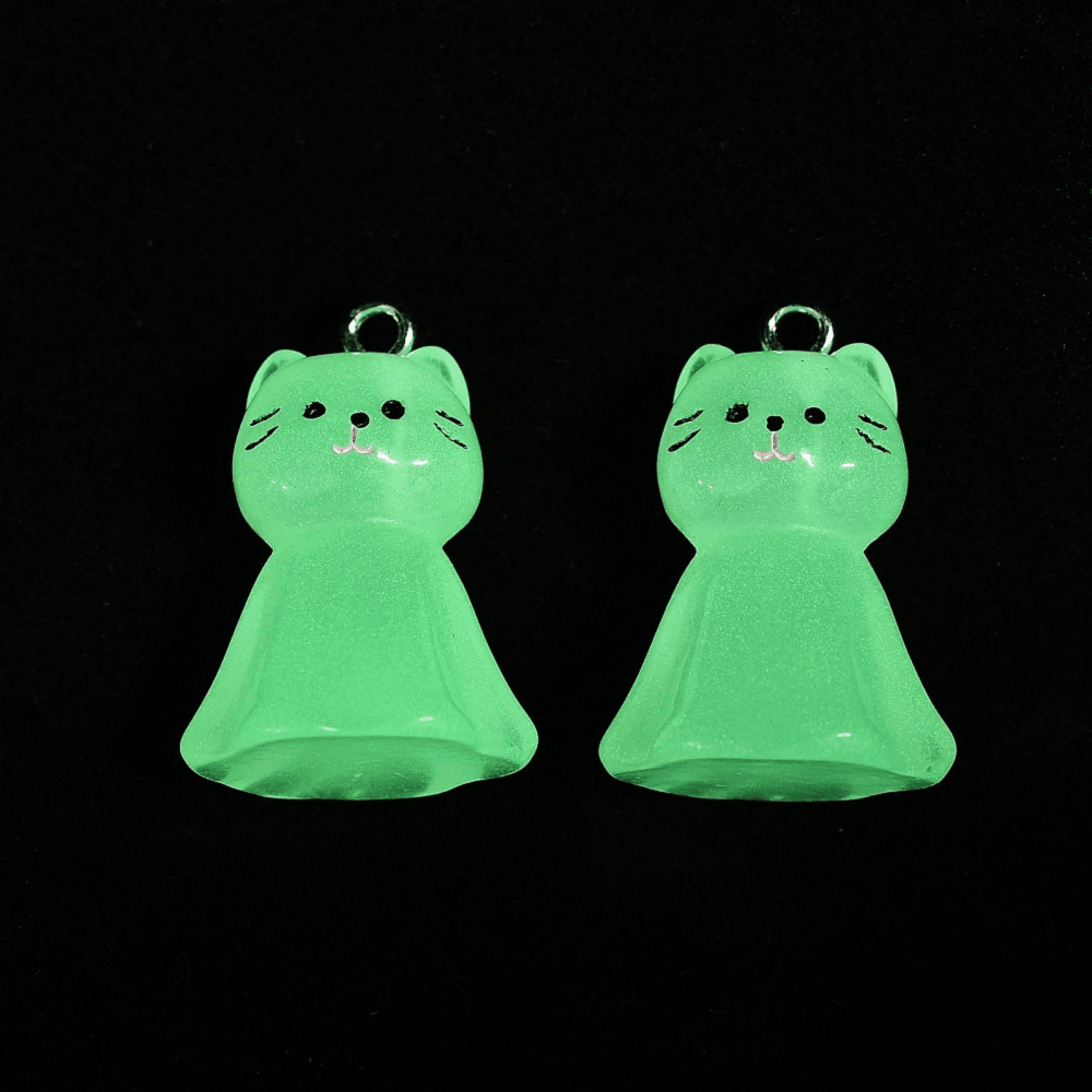 Glow in the Dark Acrylic Cat Ghost 25x17mm, white, additional photo