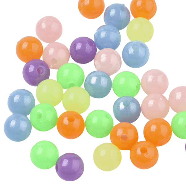 Glow in the Dark Acrylic Round Beads 8mm, multi