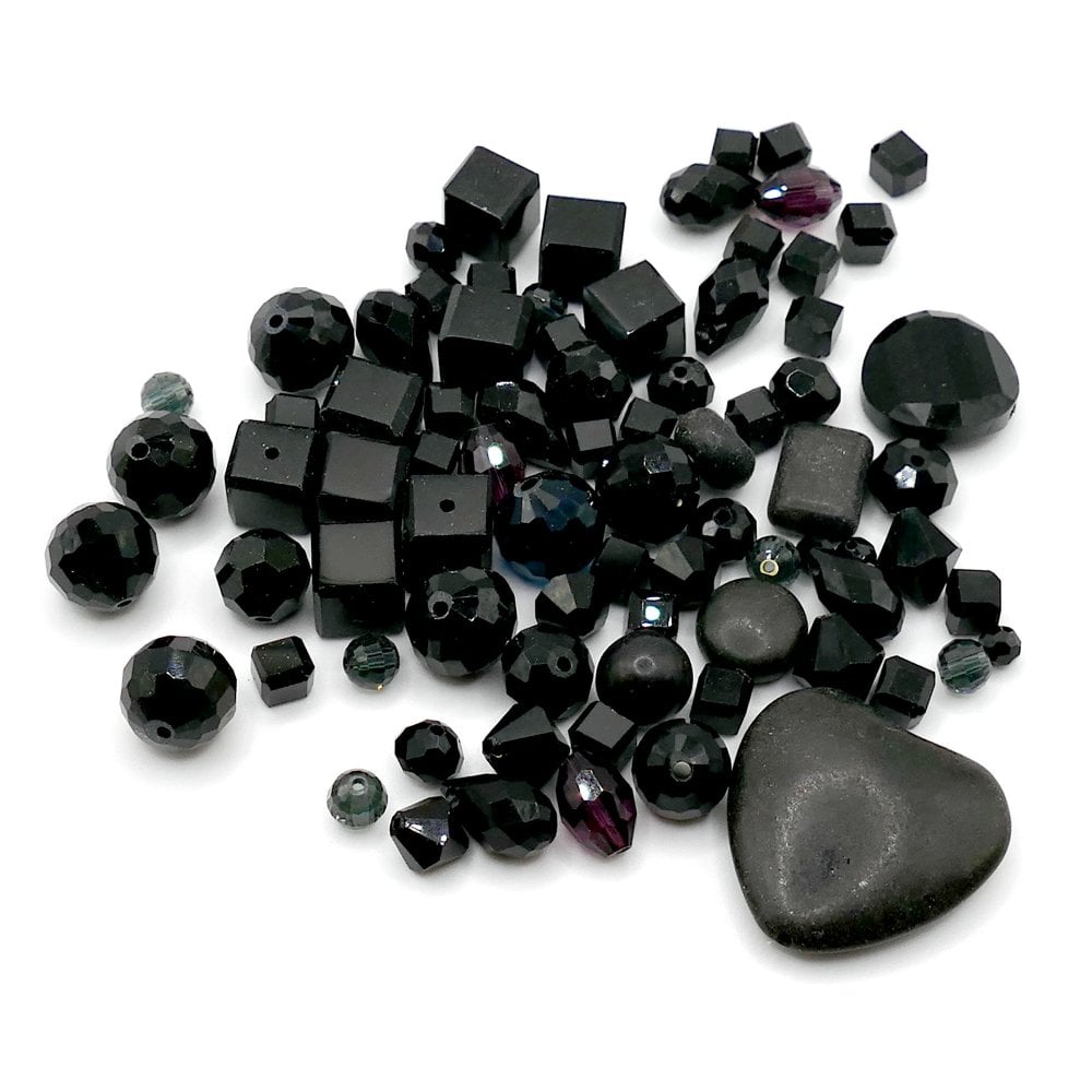 Faceted Glass Bead Mix, black
