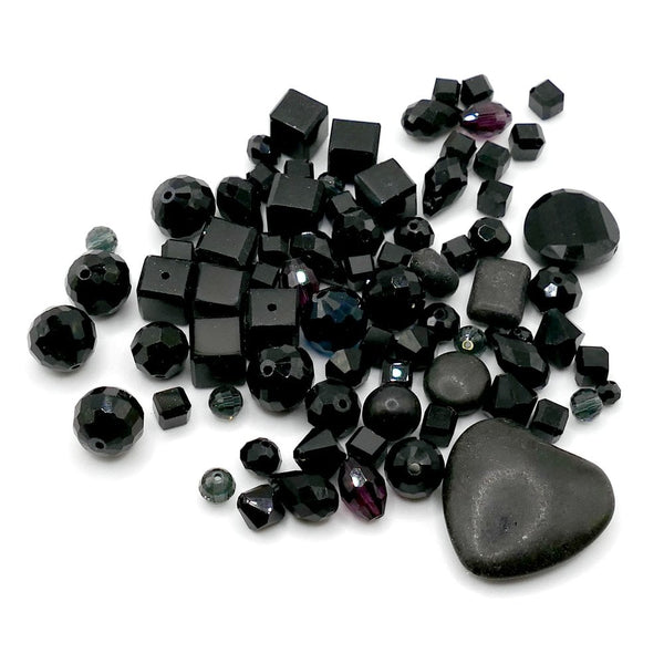 Faceted Glass Bead Mix, black