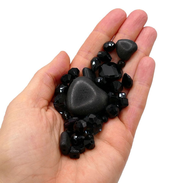 Faceted Glass Bead Mix, black, additional photo
