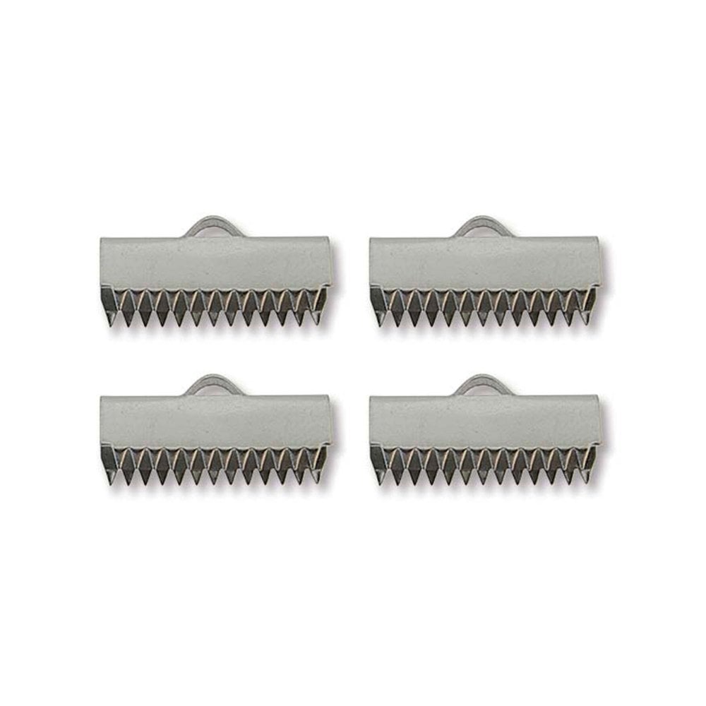 15mm Ribbon Clamps Cord End Crimps, stainless steel