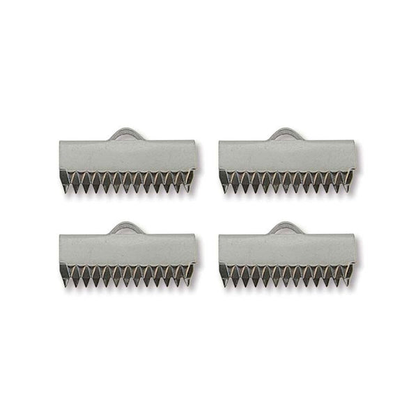 15mm Ribbon Clamps Cord End Crimps, stainless steel