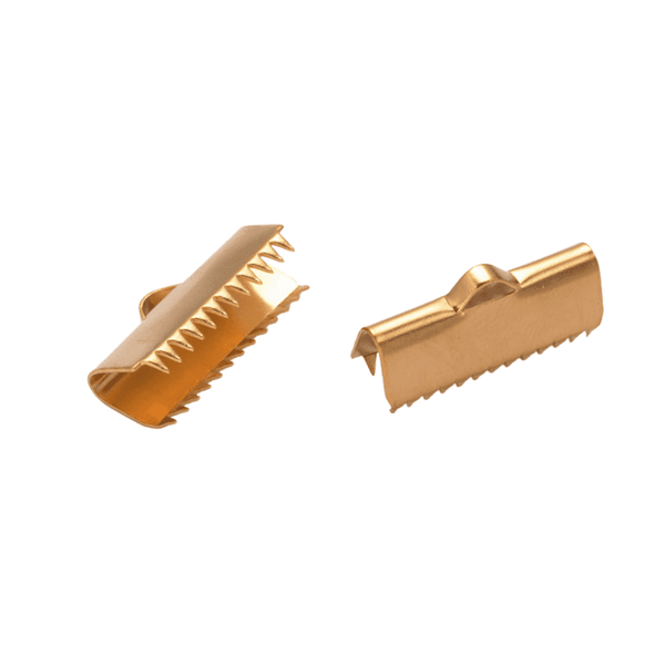 20mm Ribbon Clamps Cord End Crimps, 304 stainless steel (ION gold plated)