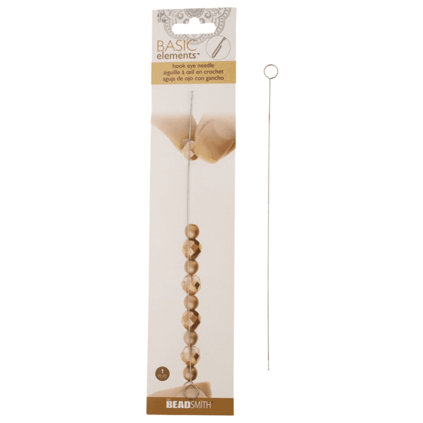 Beadsmith 17cm/0.6mm Hook Eye Needle, 1 needle pack
