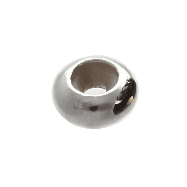 Silicone Stopper Bead 6x3mm (1.5mm inner), silver-plated