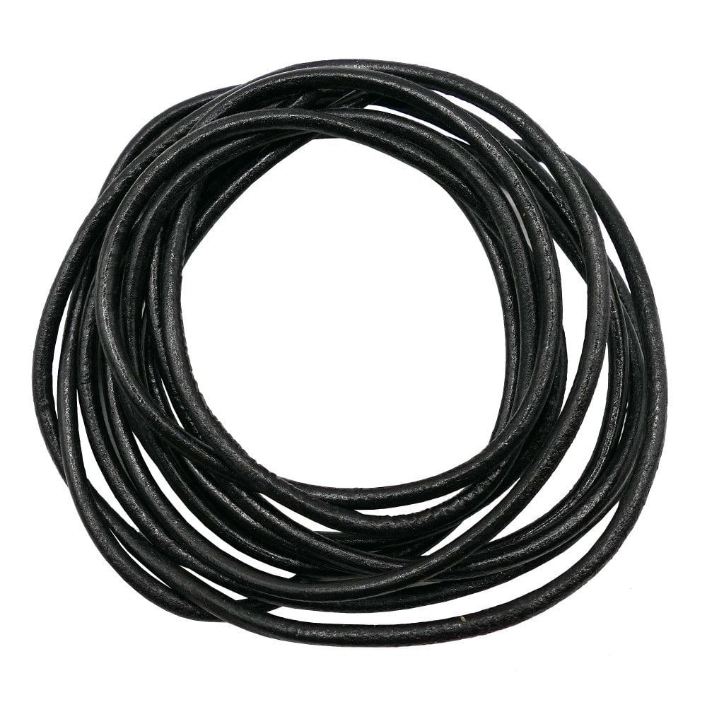 4mm Round Leather Cord, black