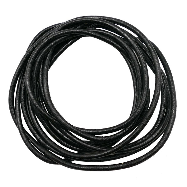 4mm Round Leather Cord, black