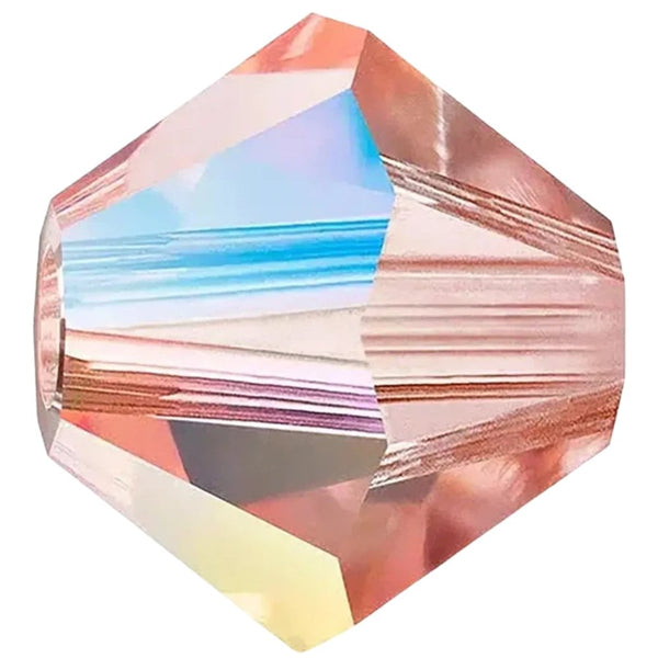4mm Preciosa Crystal Bicones, rose peach AB