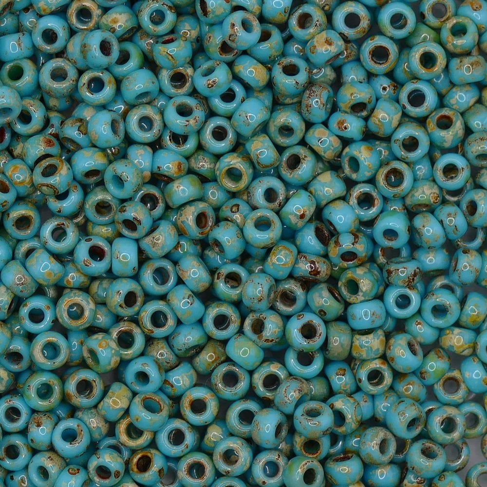 Miyuki Seed Beads 6/0, picasso seafoam green matte