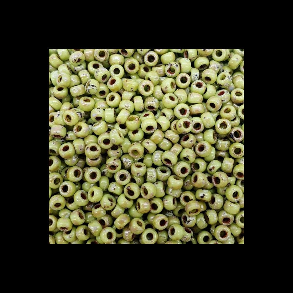 Miyuki Seed Beads 8/0, picasso chartreuse matte