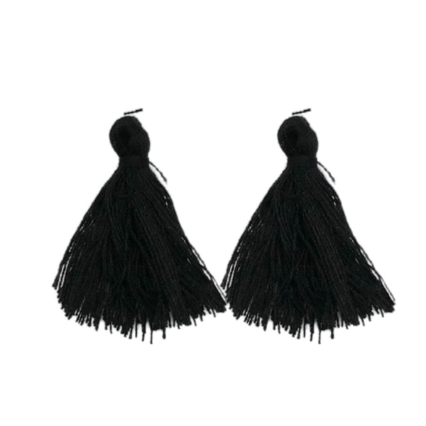 30mm Cotton Tassel Pendants, black