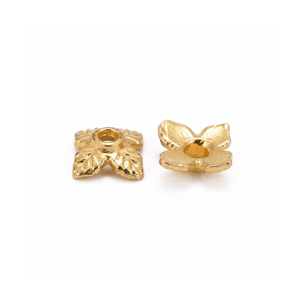 Bead Caps Style Flower 6mm, golden