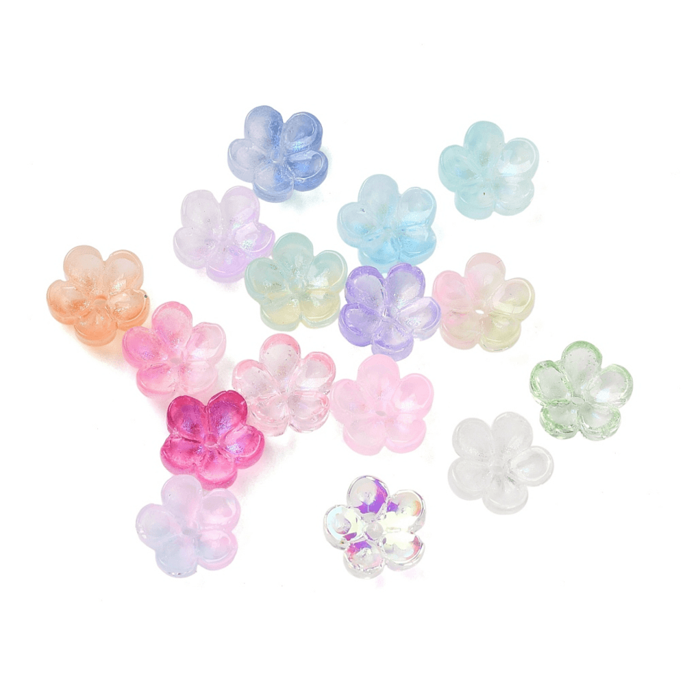 Bead Caps 5 Petal Glass Flower 10mm, multi