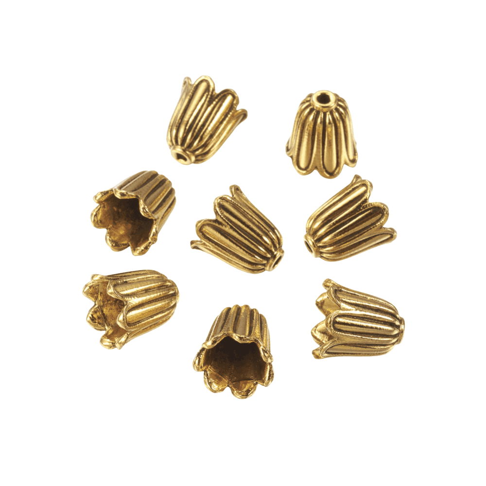 Bead Cone/Cap Flower 10mm, antique gold